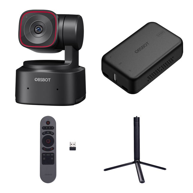 OBSBOT Tiny 2 Lite Cámara Web PTZ 4K UHD Zoom 4x Kit con Control Remoto