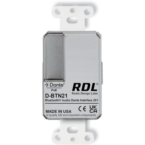 RDL D-BTN21 Interface de Audio Bluetooth para Red Dante PoE 1 Botón