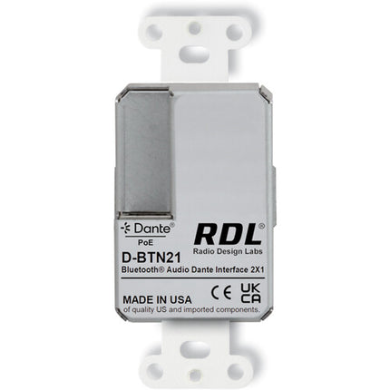 RDL D-BTN21 Interfaz de Audio Bluetooth Dante Red Acero Inoxidable PoE