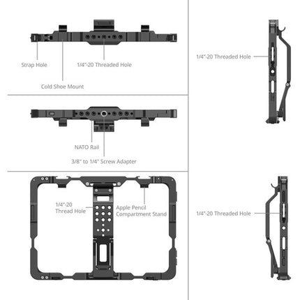 SmallRig Cage para iPad mini 6 y A17 Pro 8.3" con soporte ajustable y doble mount