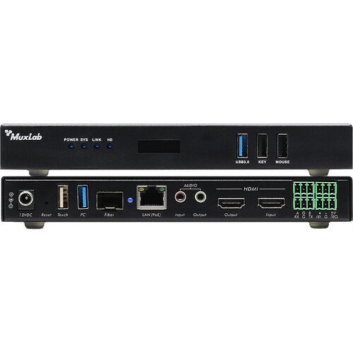 MuxLab 4K60 Transceptor KVM sobre IP PoE Video 4K60 hasta 100 m Fiber Ethernet