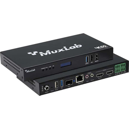 MuxLab 4K60 Transceptor KVM sobre IP PoE Video 4K60 hasta 100 m Fiber Ethernet