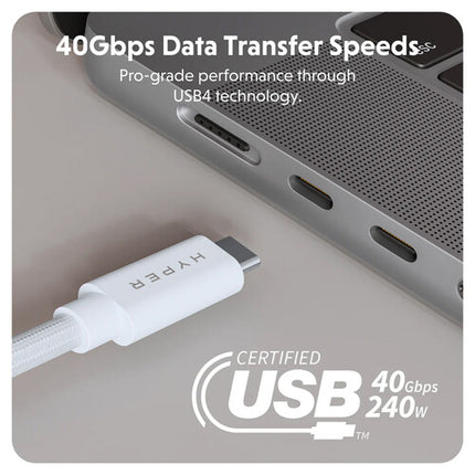 HYPER HyperDrive Next Cable USB-C USB4 4 pies 40 Gb/s 240W Blanco