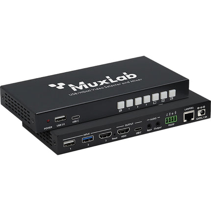 MuxLab USB HDMI Selector y Mezclador de Video con 3 Entradas y Mezcla de Audio