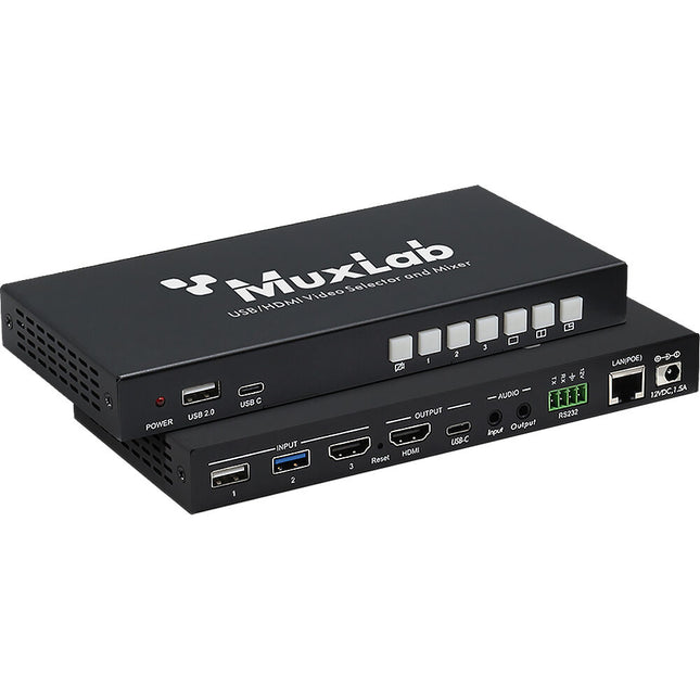MuxLab USB HDMI Selector y Mezclador de Video con 3 Entradas y Mezcla de Audio