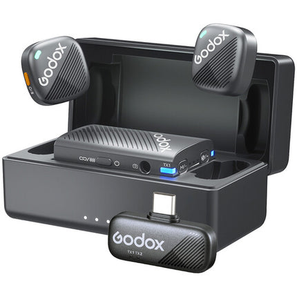 Godox Cube-C Sistema Micrófono Inalámbrico 2 Personas 984 Pies 10 Horas Batería Kit Combo