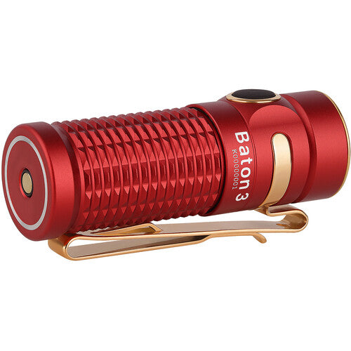 Olight Baton 3 Premium Edition Linterna LED Roja 1200 Lúmenes IPX8 con Carga Inalámbrica