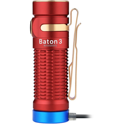 Olight Baton 3 Premium Edition Linterna LED Roja 1200 Lúmenes IPX8 con Carga Inalámbrica