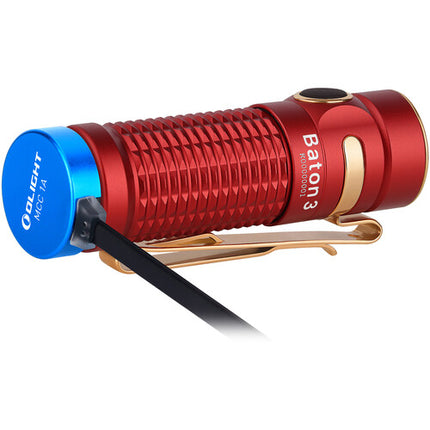 Olight Baton 3 Premium Edition Linterna LED Roja 1200 Lúmenes IPX8 con Carga Inalámbrica