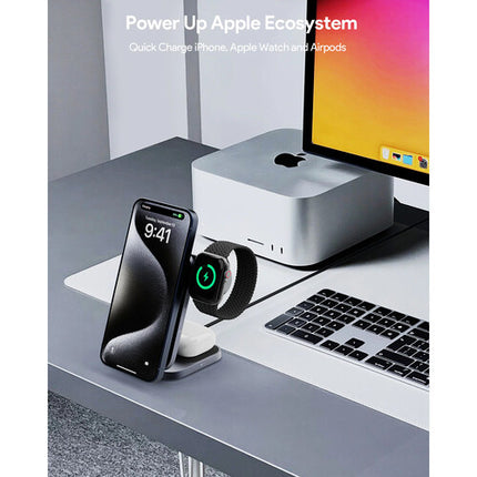 AUKEY MagFusion Z Estación de carga inalámbrica plegable 15W Qi2 3 en 1