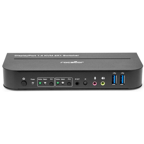 Rocstor SolidKVM SK05 Switch KVM DisplayPort 1.4 y USB 3.0 4K 4096x2160 con control remoto IR