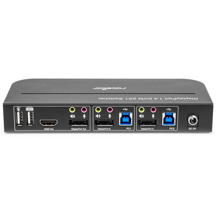 Rocstor SolidKVM SK05 Switch KVM DisplayPort 1.4 y USB 3.0 4K 4096x2160 con control remoto IR