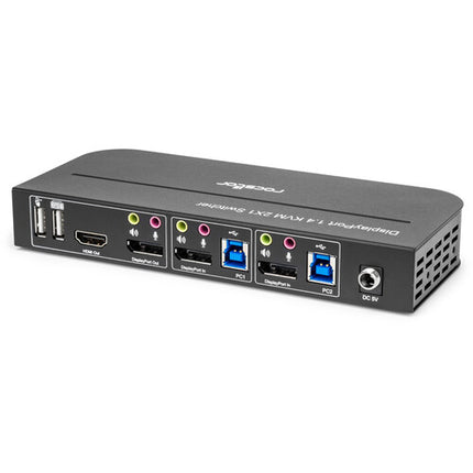 Rocstor SolidKVM SK05 Switch KVM DisplayPort 1.4 y USB 3.0 4K 4096x2160 con control remoto IR