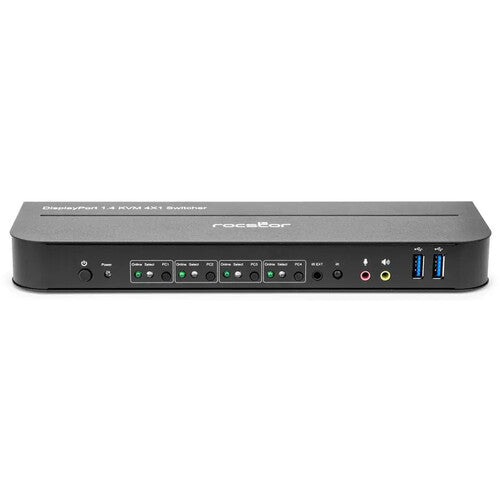 Rocstor SolidKVM SK04 Switch KVM DisplayPort 1.4 USB 3.0 Soporta 4 Sistemas 4K