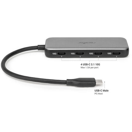 Rocstor Hub USB-C a Cuatro USB-C 3.1 Gen 2 10 Gb/s Carga 1.5A
