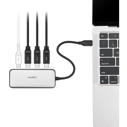 Rocstor Hub USB-C 3.1 Gen 1 4 Puertos 5 Gb/s 100W Power Delivery