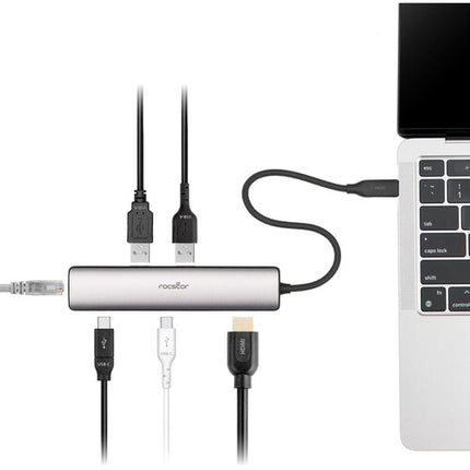 Rocstor USB4 Multiadaptador portátil con HDMI Ethernet 100W PD 8K60Hz