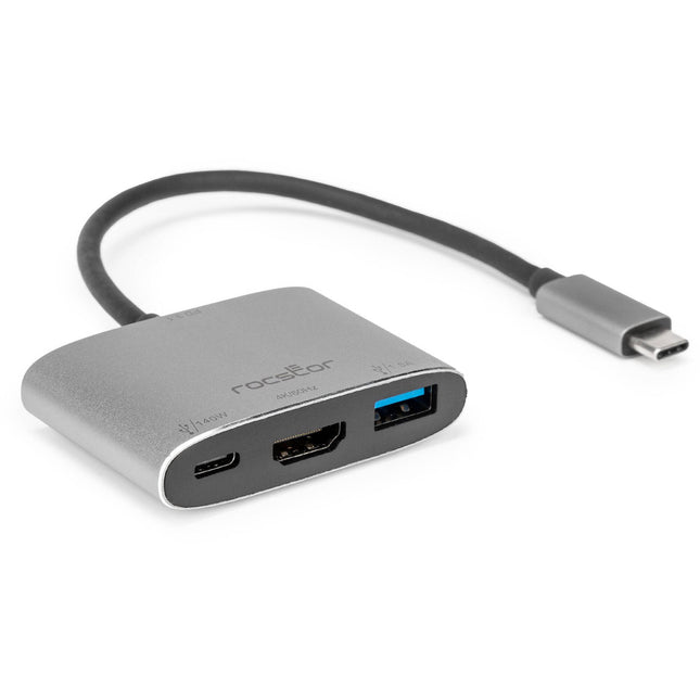 Rocstor Adaptador USB-C 3 en 1 Multiport HDMI USB-A 5 Gb/s 140W PD