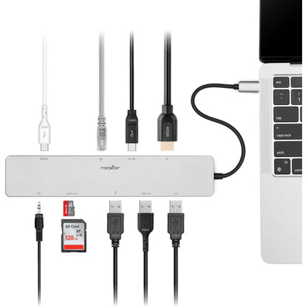 Rocstor 10 en 1 Hub USB-C 3.2 Gen 2 Pantalla Dual 8K 10 Gb/s PD 100W