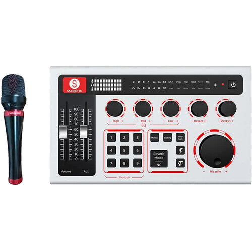 Sabinetek SabineCast mezclador de audio Bluetooth con ecualizador de 3 bandas y micrófono condensador portátil