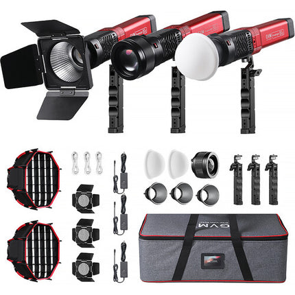 GVM PD60C Kit de Iluminación LED RGB 3 Luces Luz 6280 Lux 2700-6800K