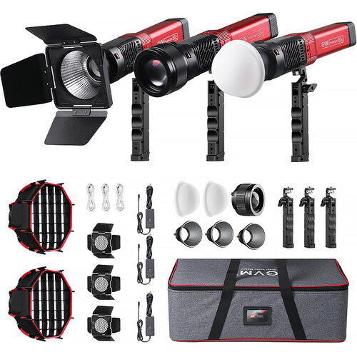 GVM PD60C Kit de Iluminación LED RGB 3 Luces Luz 6280 Lux 2700-6800K