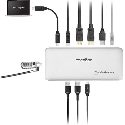 Rocstor RD14 USB4 Docking Station portátil USB4 40 Gb/s doble 8K adaptor 134W