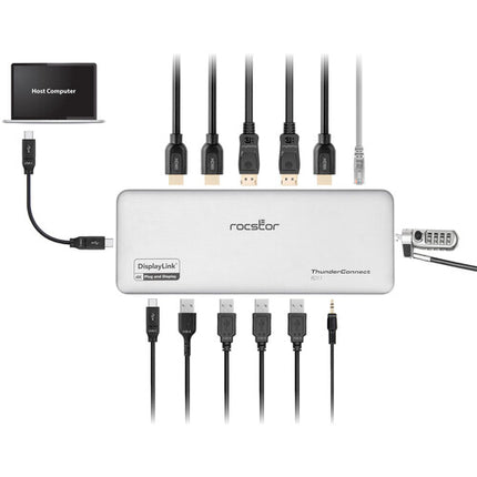 Rocstor ThunderConnect RD11 estación de acoplamiento USB-C triple pantalla 4K UHD 134W PD