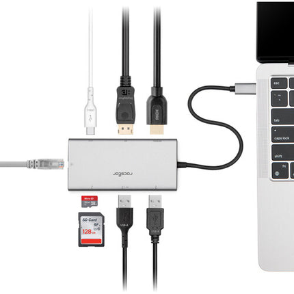 Rocstor Hub USB-C 7 en 1 5 Gb/s 100W Power Delivery UHD 8K