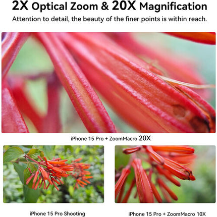 Apexel Lente Macro 10-20x con Zoom 2x y Enfoque Cercano para Smartphone