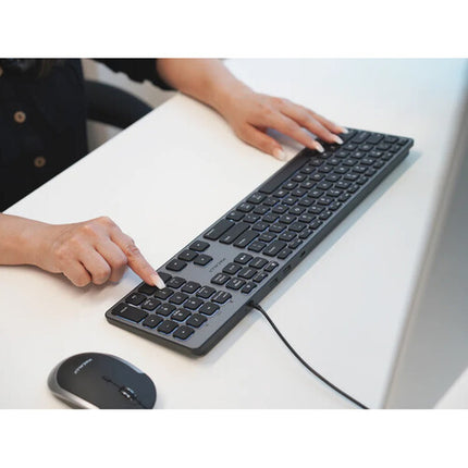 Macally Teclado Retroiluminado Dual USB A y C con Hub USB 3 Puertos para Mac