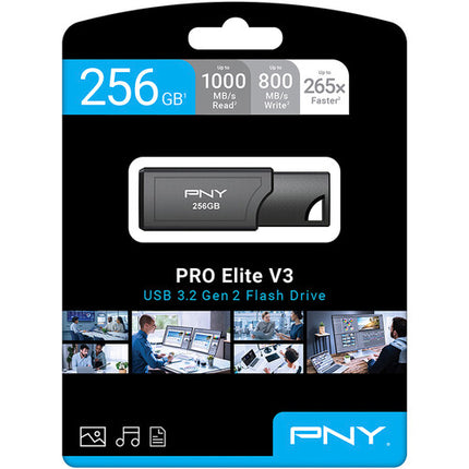 PNY 256GB PRO Elite V3 USB 3.2 Gen 2 Memoria Flash 1000 MB/s Lectura 800 MB/s Escritura