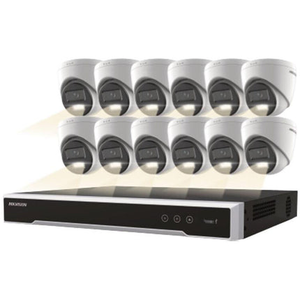 Hikvision EKI-K164T412H NVR 16 canales 8MP HDD 4TB y 12 cámaras 4MP visión nocturna