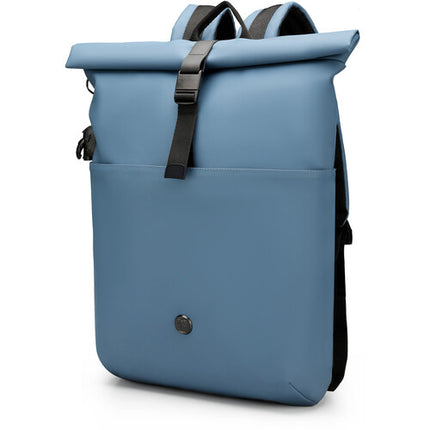 Swissdigital LAMONE Mochila Rolltop Azul Oscuro 13L con Puerto USB y Protección RFID