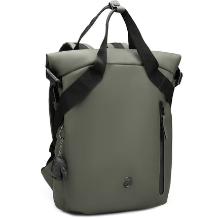 Swissdigital LAMONE Mochila Rolltop Verde 13L Puerto USB Impermeable