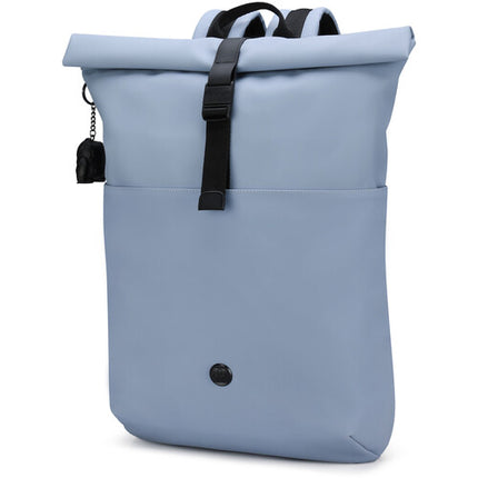 Swissdigital LAMONE Mochila Rolltop Azul Claro 13L Tela Resistente Agua Puerto USB