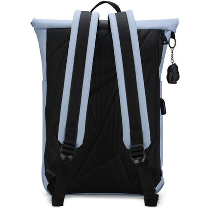 Swissdigital LAMONE Mochila Rolltop Azul Claro 13L Tela Resistente Agua Puerto USB