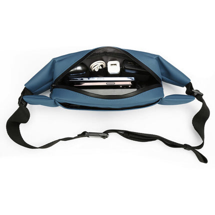 Swissdigital LAMONE Bolsa Sling Azul Oscuro 2L Tela Resistente al Agua Protección RFID
