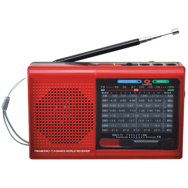 Supersonic Radio 9 Bandas Bluetooth Batería 600mAh Altavoz USB microSD