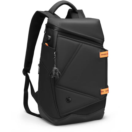 Swissdigital SEON L mochila negra con puerto USB compartimentos para laptop 16" y tablet 12.9"