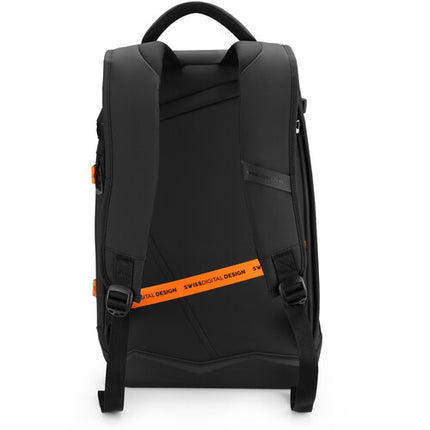 Swissdigital SEON L mochila negra con puerto USB compartimentos para laptop 16" y tablet 12.9"