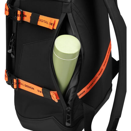 Swissdigital SEON L mochila negra con puerto USB compartimentos para laptop 16" y tablet 12.9"