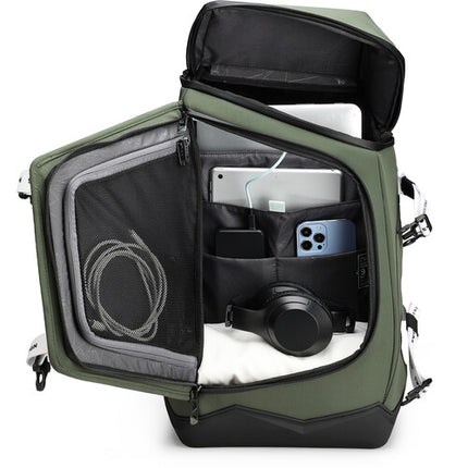 Swissdigital SEON L Mochila Dark Green Compartimentos para Laptop 16" y Tablet 12.9" Puerto USB integrado resistente al agua