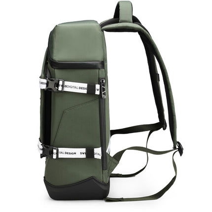 Swissdigital SEON L Mochila Dark Green Compartimentos para Laptop 16" y Tablet 12.9" Puerto USB integrado resistente al agua