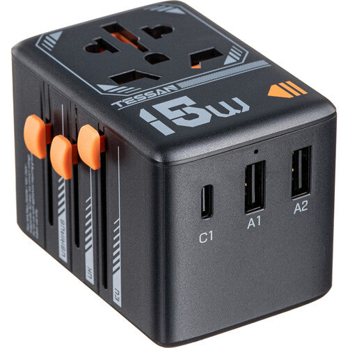 Tessan Adaptador de Viaje Universal 15W USB Carga 2500W 10A