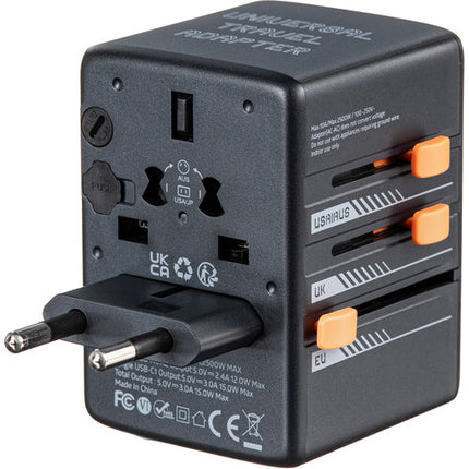 Tessan Adaptador de Viaje Universal 15W USB Carga 2500W 10A
