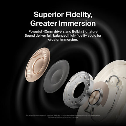 Belkin SoundForm Isolate Auriculares inalámbricos cancelación activa 60 horas carga USB-C Sand