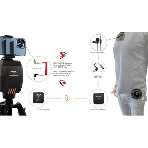 MOVE'N SEE PIXEM 2 Robot camarógrafo con micrófono RODE inalámbrico y trípode LITE