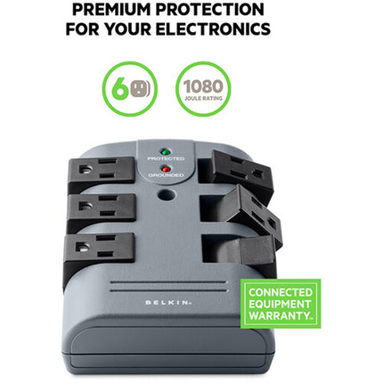 Belkin BP106000 Protector de Sobretensión 6 Tomas 1080 Julios Giratorio