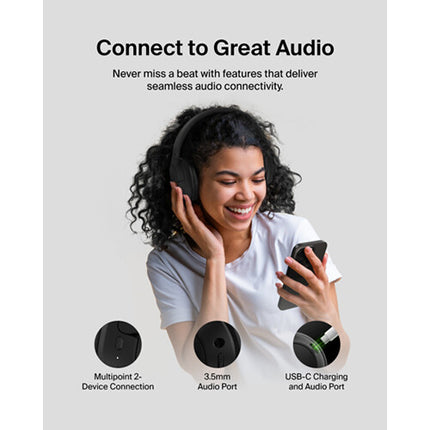 Belkin SoundForm Surround Auriculares Inalámbricos Over-Ear Negros 60 Horas Batería Bluetooth 5.4